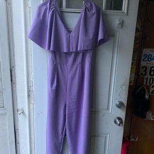 V Neck Cape Sleeve Jumpsuit